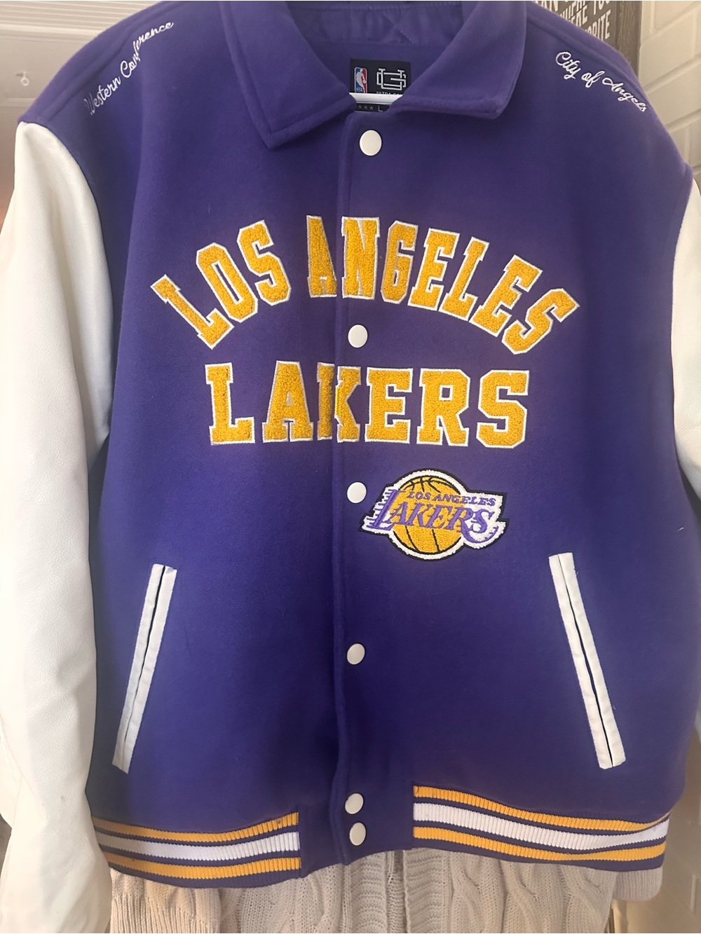 NBA Los Angeles Lakers Purple and White Varsity Jacket